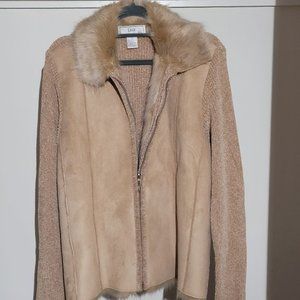 Lisa International Womens Beige Faux Fur Suede